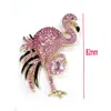 Flamingo Brooch Pin Gold Tone Pink Rhinestone Crystal Bird Brooches Fashion Animal Wedding Party Pins Jewelry For Sale