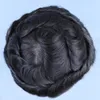 Newest French Lace Front Mens Hairpiece Bleached Knots Toupee Human Black Hair Replacement Poly Skin Pu Hair System Wig for Men7129846