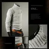 Ny mode Märke Slim Mäns Sticka lapel Långärmad Turtleneck Turtleneck Solid Färg Regular tröja för män Vinter High Neck Sh190930
