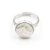 10 Stks Verzilverd Resizable Finger Ring Amethist Crystal Round Cabochon White Howlite Stone Charm Sieraden