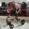 3 en 1 Cochecito de bebé Vista alta con carro de asiento de seguridad de seguridad de dos vías Trolley recién nacido Luz Four Wheels