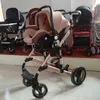 3 in 1 Baby Kinderwagen Hochsicht mit Sicherheitsauto-Sitzwagen Zwei-Wege-Neugeborenen-Trolley-Licht vier Räder