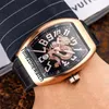 Nuovo Vanguard V45 Yachting Orologio automatico da uomo in oro rosa con diamanti e lunetta quadrante nero 3D Gold Dragon King Totem Leather Timezonewatch E116a1