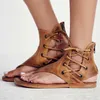 뜨거운 판매 - 검투사 샌들 플립 샌들 빈티지 여름 신발 가죽 플랫 Sandalias Mujer