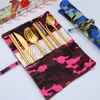 New 304 stainless steel knife fork spoon chopsticks straw spoon 9 piece environmental protection portable outdoor tableware set T3I5162-1