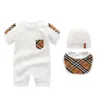 Bebek Boys Rompers Tasarımcı Çocuklar Stripes Yaka Uzun Kollu Tulumlar Bebek Kız Harf Nakış Pamuk Romper Boy Giyim