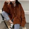 Dames Corduroy Shirt Blouse Jas Lange Mouwen Pocket Button Shirts Dames 2019 Nieuwe Koreaanse Lente Herfst Oversize Tops Vrouw