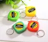 Mini measure tape 1m portable tape plastic with Keychains Pulling Rulers Gauging Tools mixed colors gift for student kids wholesale