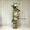 stand alleen) gouden vloer metalen lange bloem boog achtergrond centerpieces voor bruiloft decoratie bloemen arrangement stand bruiloft fase decor