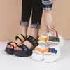 Hot Sale-als Ladies Casual Peep toe Wedges Shoes Woman Sandalias Mujer Black White