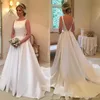 Bon marché simple une ligne plus taille robes plis scoop cou backless spall de train robe de mariée robe nuptiale vestidos de novia