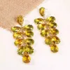 Hurtownie Leaf Gemstone Dangle Kolczyki Dla Kobiet Luksusowy Projektant Bling Diamond Discling Kolczyk Zaręczyny Party Biżuteria Miłość Prezent