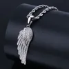 Мужская Angel Wing перо ожерелье хип-хоп ювелирных изделий женщин цвета золота Кубический циркон с веревкой цепи для моды