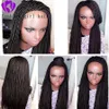 200 tresses noires complètes entièrement perruque brésilienne Brésilien Full Lace Front Wig avec des poils de bébé Jumbo tressés Perruques pour femmes noires6339498