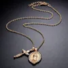 Fashion Catholic Jesus Crucifix Cross & Virgin Mary Pendant Necklace Religion Faith Clavicle Necklace1993