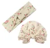 Geknoopte print haarband tulband konijn oor mm mom baby hoofdband petten sets meisjes bloemen bloemen haarband caps haaraccessoires AzyQ6529