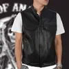 DIWISH 2019 Men Black Vest Motorcycle Biker Hip Hop Vest Man Fake Leather Punk Solid Black Spring Sleeveless Leather