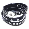 18mm DIY Noosa Snap Bracelet Charms Black Leather Wrap Jewelry for Women European Rivet Crystal Diamond Punk DIY Bracelets Man Wristbands