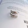 S1015 Fashion Jewelry S925 Sterling Sliver Ring Cat Vintage Feather Open Finger Ring