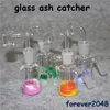 Mini Hookah Bong Glass Ash Catcher With Silicone Wax Oil Jar 14mm 18mm Manlig kvinnlig askatcher för vattenrökande rörbongar
