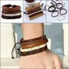 5 pièces/ensemble bracelets en cuir véritable pour femmes et hommes faits à la main bricolage rétro tissé bracelets ensemble charme couple bijoux