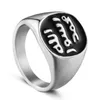 Tytanowy stalowy pierścień muzułmański islam okrągły stal nierdzewny Ring