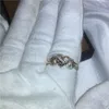 Choucong Handmade Heart Love Party Wedding Band Ring Diamond CZ Rose Witte Gouden Ringen voor Dames Mannen Sieraden