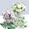 ヘッドアジサイの花人工ローズの花の結婚式のパーティーの家の装飾DIYアクセサリー偽造工芸品A1