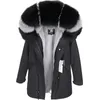 Maomaokong New 2018 Nature Real Fur Collarコート女性冬のジャケットコート厚いライニングウクライナ