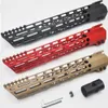 12'' inch Length M-LOK Clamping Free Float Handguard Rail Picatinny Mount System MLOK Hunting_Black/Red/Tan Smooth