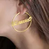 Handmade Custom Name Earrings Fashion Stainless Steel Round Personalized Name Big Hoop Earring Circle Oorbellen Party BFF Gifts