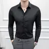 Fuybill New Mäns Solid Färgskjorta Mäns Enkla och bekväma Single-Breasted Business Casual Shirt Slim Stretch Long Sleeves
