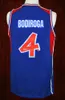 Dejan Bodiroga # 4 Takım Jugoslavija Yugoslavya Sırbistan Beyaz Mavi Retro Basketbol Jersey Mens Dikişli Özel Herhangi bir Numara Ad Adseys