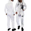Märke Mens Jogger Sätter Casual 2 Piece Set Toppar Med Byxor Sweat Suit Print Black White Men Outfits Fashion Tracksuit Man1