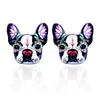 Mignon émail impression chien boucles d'oreilles pour femmes coloré chiot animal dessin animé ethnique boucles d'oreilles mode bijoux cadeau