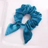 Твердая Scrunchies Девушки Velvet волос Tie женщин Банни Симпатичные уха кролика Упругие волос диапазона волос Веревка Gum для девочек Ponytail Holder