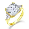 Solido argento 925 Three-Stone gioielleria di lusso per le donne Anniversario 8 Ct Creato diamante giallo placcato oro