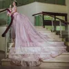 أنيق الوردي سندريلا فساتين quinceanera مع يزين الأميرة الحلو 15 عيد ميلاد اللباس younique قطار طويل حفلة موسيقية ثوب vestidos 15 anos