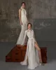 Lior Charchy Bohemian Dresses Lace Lace Side Splited Beads Beach Wedding Dress A LINE LONG SLEEVE ROBE DE MARIEE BOHO S249W