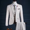 Three Piece Business Formal Men Suits Notched Lapel One Button Custom Made Wedding Groom Tuxedos (Jacket + Pants + Vest)