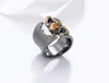Большое кольцо fashion-камень кольцо Черного золота цвета Luxury Vintage большого коктейль кольцо Женщина партия ювелирные изделия