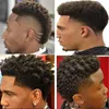 Afro-Amerikanen Afro Kinky Curl Braziliaanse Remy Menselijk Haarvervanging Mens Toupe Volledige Kanteenheid Kleur # 1B voor Zwarte Mannen Snelle Express Levering