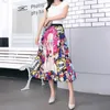 2020 sommer Röcke Frauen Regenbogen Verfärbung Seide Oberfläche Retro Frauen High Street Stil A-linie Plissee Midi Rock Große Schaukel