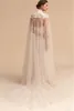 Ladies Wedding Wraps Tulle Long High Neck Wedding Cape Lace Jacket Bolero Wrap White Ivory Women Bridal Accessories6421416