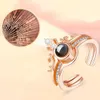 1 PCS Rose Gold/Silver 100 Languages I Love You Projection Ring Romantic Love Memory Wedding Ring Jewelry For Women Girl Gift