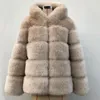 2018 Nowa Moda Z Kapturem Pełne Rękawy Zimowy Fur Coat Navy Blue Casual Kobiety Faux Futro Gruba Ciepła Kurtka Fourrure Femme1