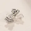 925 Sterling Silver Heart Stud Earring Clear CZ for Pandora Classic Wishes Orecchini orecchini di design di lusso con scatola originale