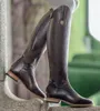 0202cool Женщины Rider Rider Riding Boots Гладкая кожаная Колена Высокая Осень Зима Теплая Высокие Сапоги Горные ботинки