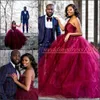 Elegance One Shoulder Bröllopsklänningar Fuchsia 2020 Land Afrikansk Custom Vestido de Novia Plus Storlek Tulle Formell Bridal Gown Bride Ball