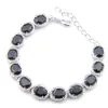 Luckyshine Halloween Present Mens 8Inch Obsidian Gems Armband 925 Silver 6 st Lot Ovala Armband Lovers Zircon Fashion Armband